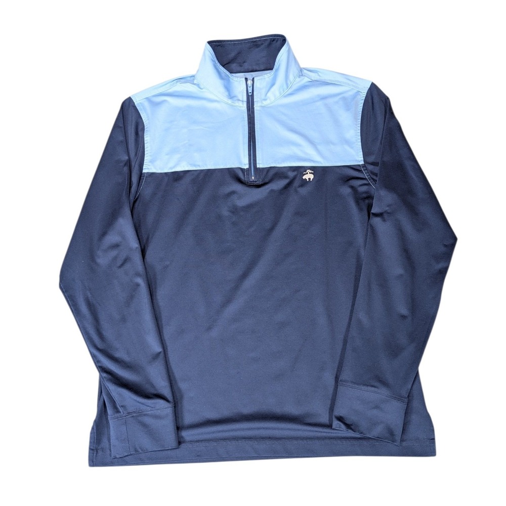 Brooks Brothers Mens Medium Blue Colorblock 1/4 Zip Performance Golf Pullover